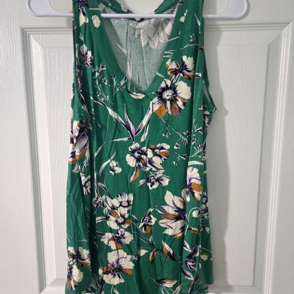 Floral Green Sleeveless Top